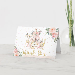 Niedliche Stamm-Woodland-Tiere Geburtstagsdusche Dankeskarte