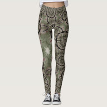 Niedliche Star Sage Green Black Heart Leggings
