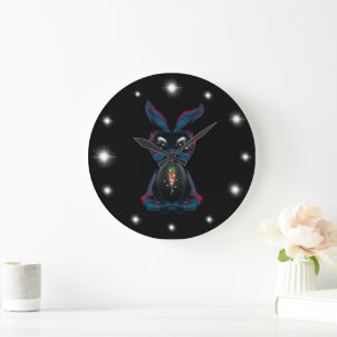 Niedliche Starlight Eyes Bunny in Meditation Yoga  Große Wanduhr