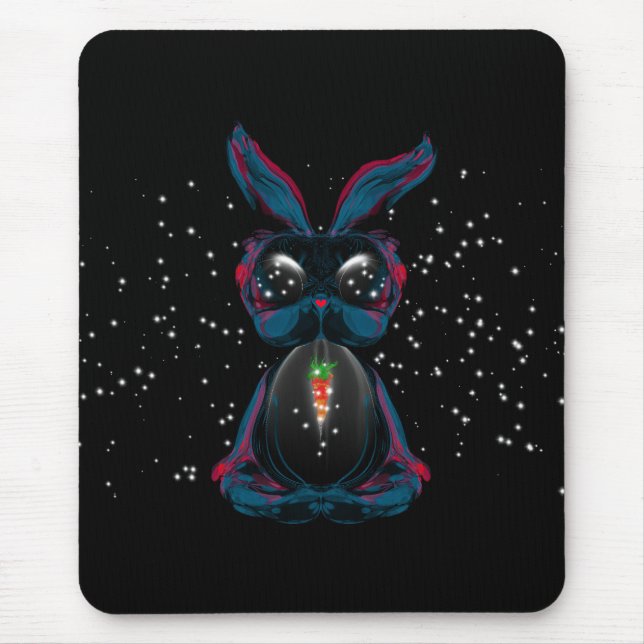 Niedliche Starlight Eyes Bunny in Yoga Pose Medita Mousepad (Vorne)