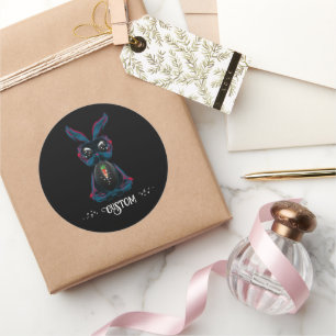 Niedliche Starlight Eyes Bunny in Yoga Pose Medita Runder Aufkleber