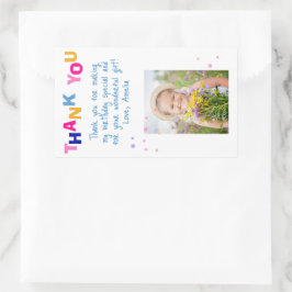 Niedliche Stars Girl Foto Geburtstag Vielen Dank Rechteckiger Aufkleber