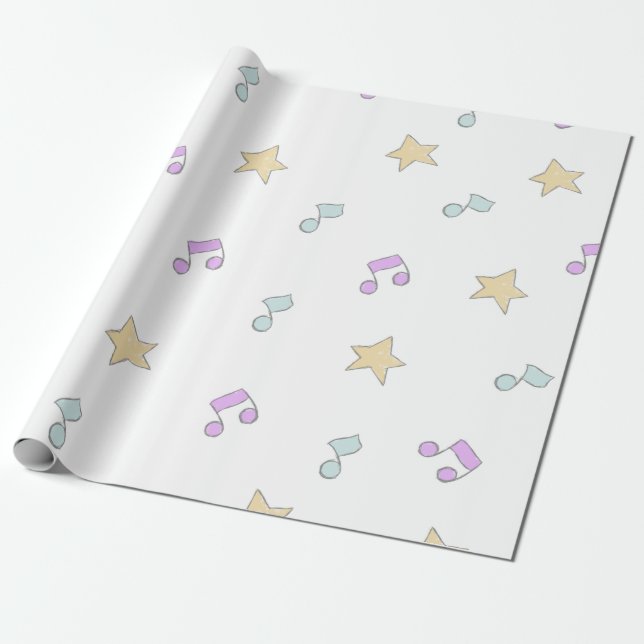 niedliche Stars und Musikstücke Geschenkpapier (Ungerollt)