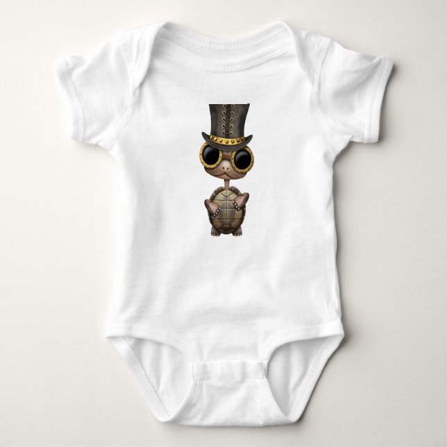 Niedliche Steampunk Baby-Schildkröte Baby Strampler (Vorderseite)