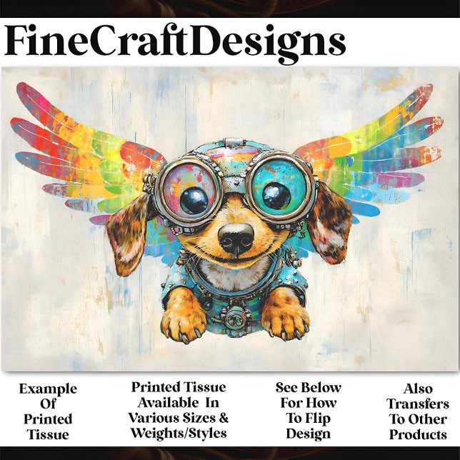 Niedliche Steampunk-Dackel mit Wings AV8-Decoupage Seidenpapier (Von Creator hochgeladen)