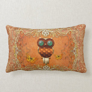 Niedliche steampunk Eule auf Vintagem Hintergrund Lendenkissen