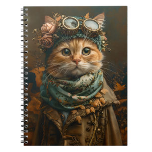 Niedliche Steampunk-Katze Whimsical Kleidung A5 Jo Notizblock