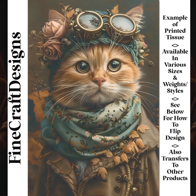 Niedliche Steampunk-Katze Whimsisches Kleidungsstü Seidenpapier (Von Creator hochgeladen)