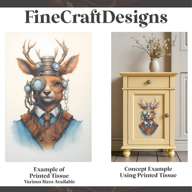 Niedliche Steampunk-Rentier D7 Decoupage Seidenpapier (Von Creator hochgeladen)