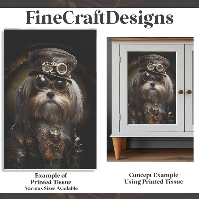 Niedliche Steampunk Shih Tzu Dog-Malerei D4R Decou Seidenpapier (Von Creator hochgeladen)
