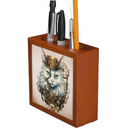 NIEDLICHE STEAMPUNK WHITE KITTY CAT FACE STIFTHALTER