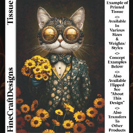 Niedliche Steampunkkatze, gelbe Blumen CY9L Decoup Seidenpapier