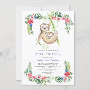 Niedliche Steckplätze Tropische Blume Frame Baby D Einladung