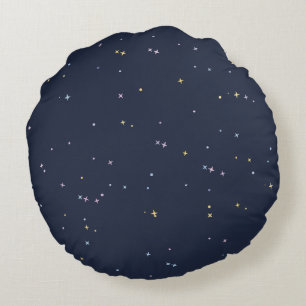 Niedliche Sterne auf einem funkelnden Night Sky Rundes Kissen