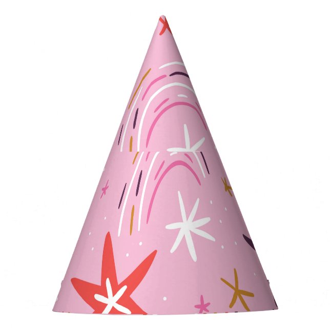 Niedliche Sterne Rainbows rosa Muster Partyhütchen (Vorderseite)