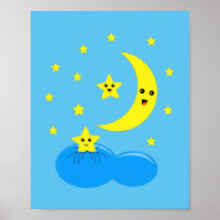 Niedliche Sterne und Mond am Himmel !