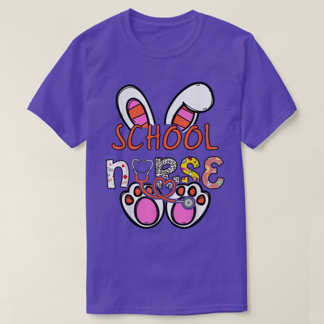 Niedliche Stethoscope School Nurse Bunny Osterfest T-Shirt (Design vorne)