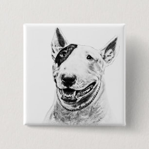 Niedliche Stier-Terrierhundekunst Button