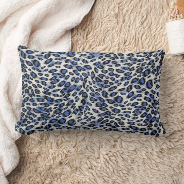 Niedliche stilvolle Elegant Blue Leopard Animal Pr Lendenkissen (Decke)