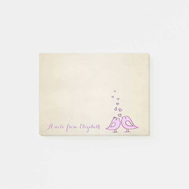 Niedliche, stilvolle Vögel in Liebe Post-it Klebezettel (Vorderseite)