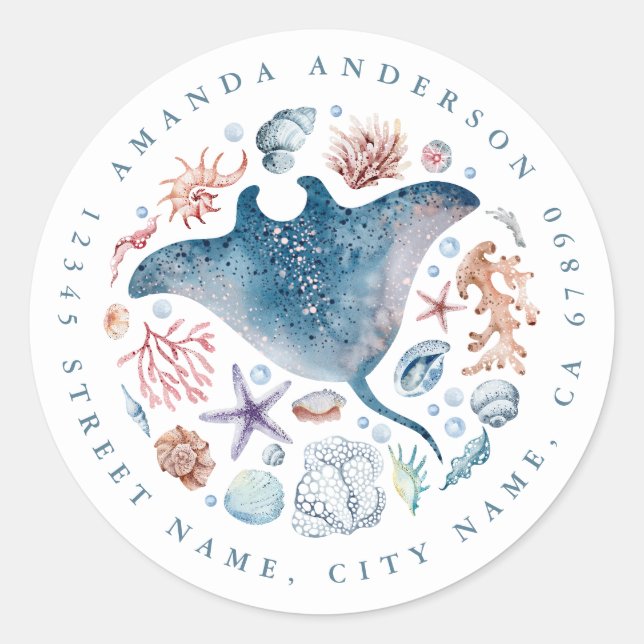 Niedliche Stingray Round Stickers (Vorderseite)