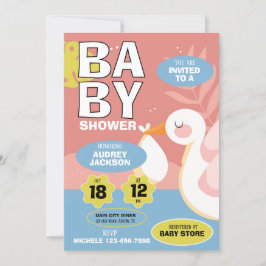 Niedliche Stork Baby-Dusche Einladung