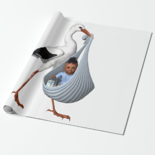 Niedliche Stork & Baby Moderne Babydusche Geschenkpapier