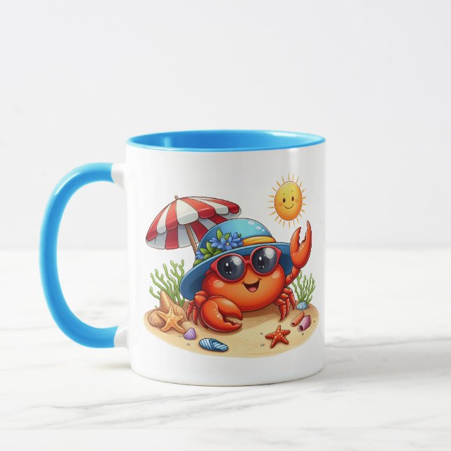 Niedliche Strandkrabbe hinzufügen Tasse (Links)