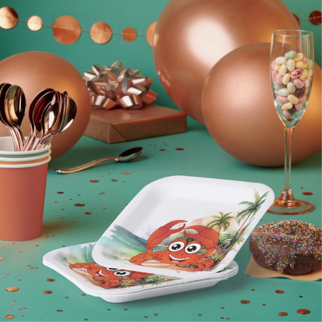 niedliche Strandkrabbe liebt Party Pappteller (Multi)