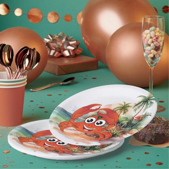 niedliche Strandkrabbe Pappteller (Multi)