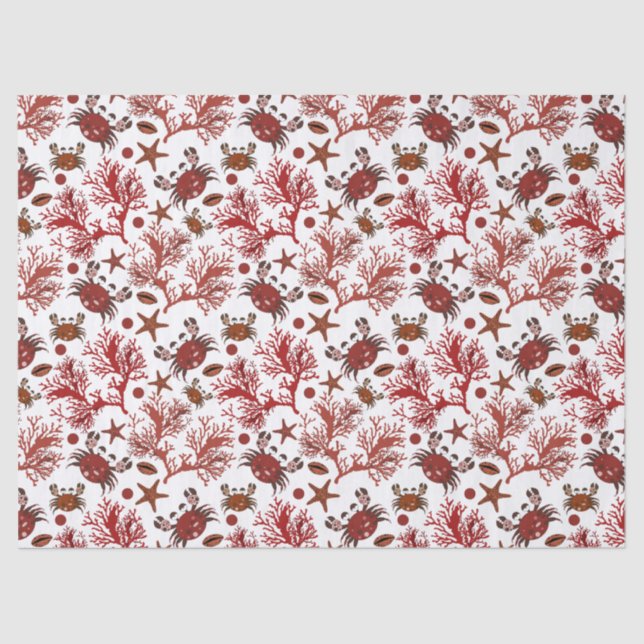 Niedliche Strandkrabbe-Party Seidenpapier (Vorderseite)