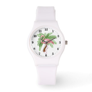 Niedliche Strandpink-Flamingo-Uhr Armbanduhr