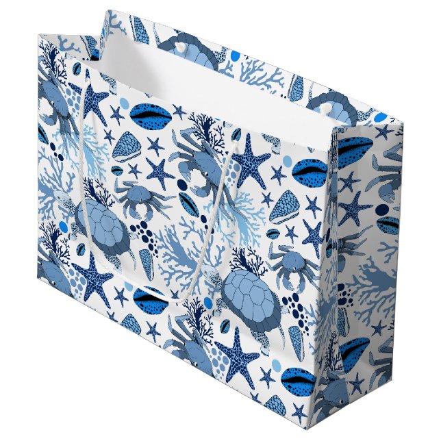 Niedliche Strandschildkröten Party Tasche Große Geschenktüte (Vorderseite Schrägansicht)