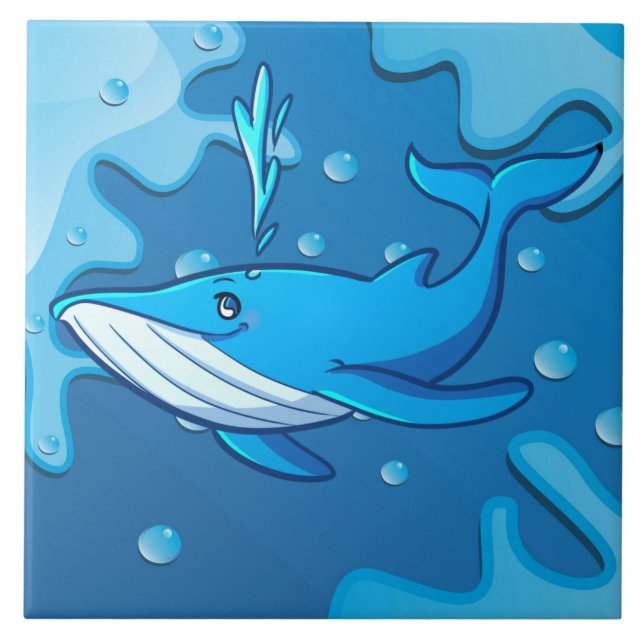 niedliche Strandwal-Dekoration Fliese (Vorderseite)