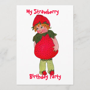 Niedliche Strawberry Geburtstagsparty Einladung