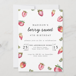 Niedliche Strawberry Girl's Birthday Party Berry S Einladung