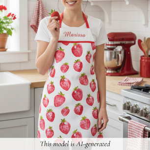 Niedliche Strawberry Individuelle Name Schürze