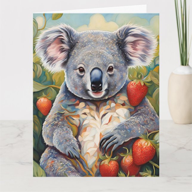 Niedliche Strawberry Koala Bear Geburtstagskarte Karte (Vorderseite)