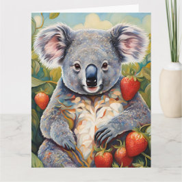 Niedliche Strawberry Koala Bear Geburtstagskarte Karte