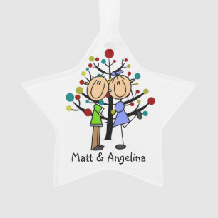 Niedliche Strichmännchen-Paar-Feiertags-Verzierun Ornament