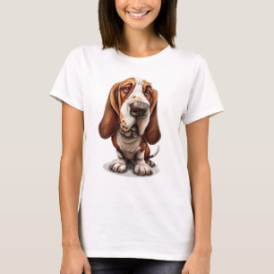 Niedliche, stylische Cartoon-Karikatur eines Baset T-Shirt
