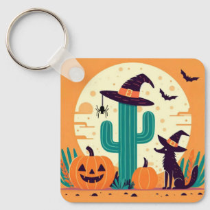 Niedliche, südwestliche Halloween-Wüste/Kakteen Schlüsselanhänger