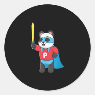 Niedliche Super Panda, die eine Maske trägt und Sc Runder Aufkleber