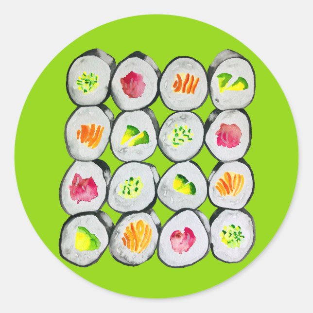 Niedliche Sushi-Illustration Runder Aufkleber (Vorderseite)