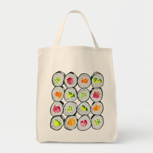 Niedliche Sushi-Illustration Tragetasche (Vorne)