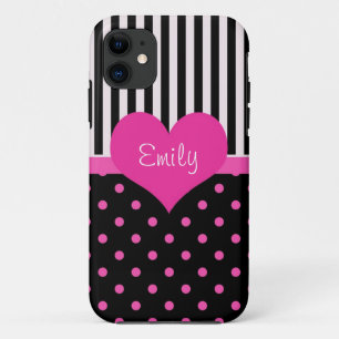 Niedliche, süß-rosa Polka-Punkte mit Namen Case-Mate iPhone Hülle