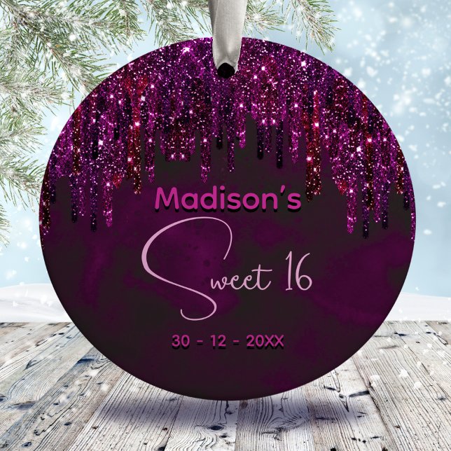 Niedliche, süße 16 Rosa Rosa Einhorn Glitzer Tropf Keramik Ornament (Von Creator hochgeladen)