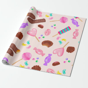 Niedliche Süßigkeiten Bonbons Kindergeburtstag P Geschenkpapier