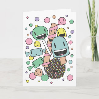 Niedliche Süßigkeiten Lollies Pastel Illustration Karte