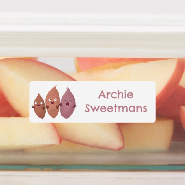 Niedliche Süßkartoffeln Cartoon personalisiert Etiketten (Befestigt)